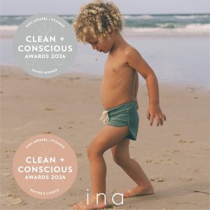 Clean + Conscious Awards Winners 2024. Best Kids Apparel. Celebrating products in Australia & NZ which are Non-Toxic, Ethical, Sustainable and Socially Responsible.