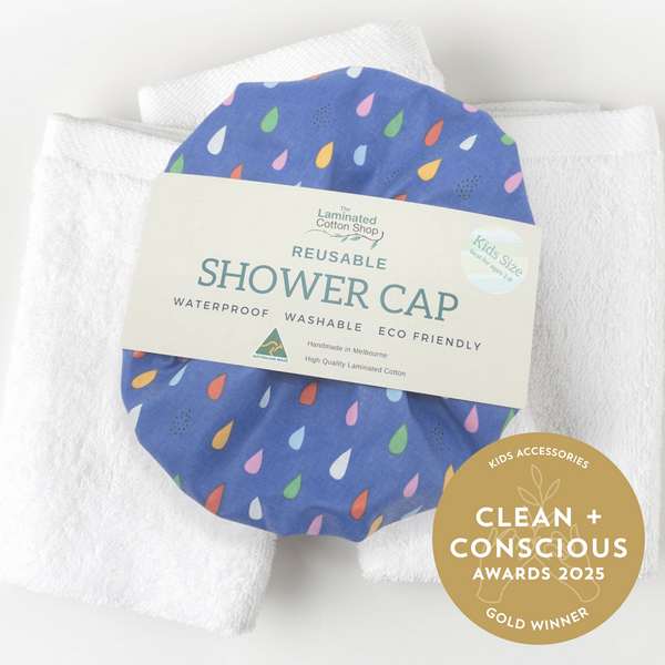 Kids Reusable Shower Cap by The Laminated Cotton Shop - Best Kids Accessories - Product Reviews - Clean + Conscious Awards