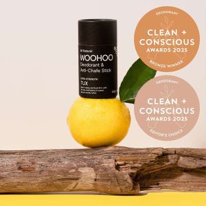 ‘Tux’ Woohoo Natural Deodorant and Anti-Chafe Stick by Woohoo Body - Best Natural Deodorant - Product Reviews - Clean + Conscious Awards