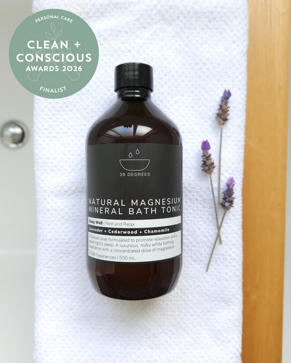 SLEEP WELL Natural Magnesium Mineral Bath Tonic by 39 Degrees – Finalist, Best Personal Care, Clean + Conscious Awards 2026