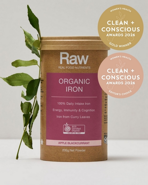 Raw Real Food Nutrients Organic Iron by Amazonia – Gold + Editor's Choice, Best Women’s Health Product, Clean + Conscious Awards 2026