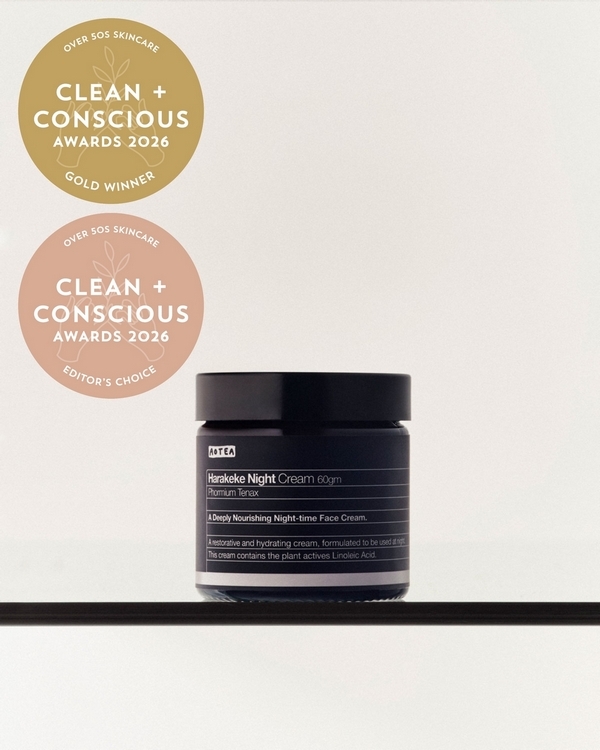 Harakeke Night Cream by Aotea – Gold + Editor's Choice, Best Over 50s Skincare, Clean + Conscious Awards 2026