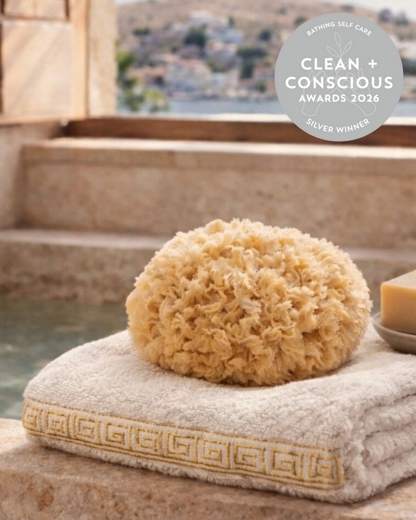 Luxe Bath Sponge – Natural Mediterranean Sea Sponge by Aqua Zoi – Silver, Best Bathing Self Care, Clean + Conscious Awards 2026