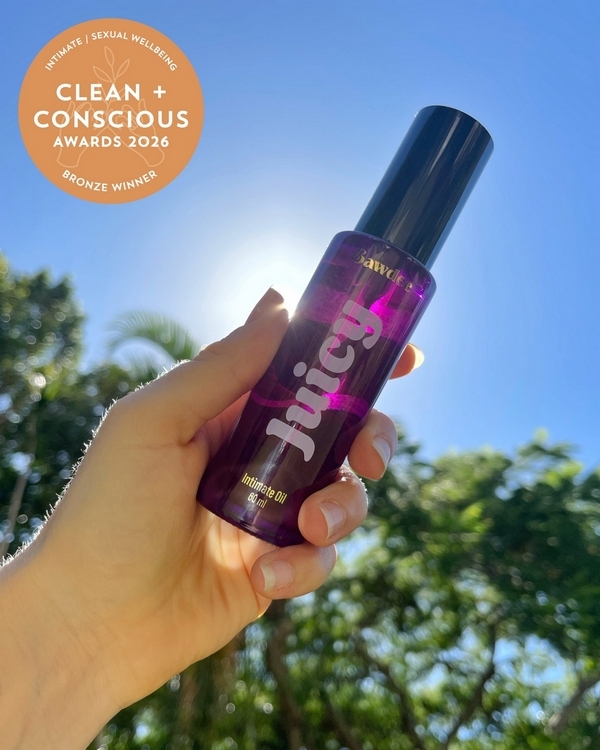 Juicy Intimate Oil by Bawdee – Bronze, Best Intimate/ Sexual Wellbeing, Clean + Conscious Awards 2026