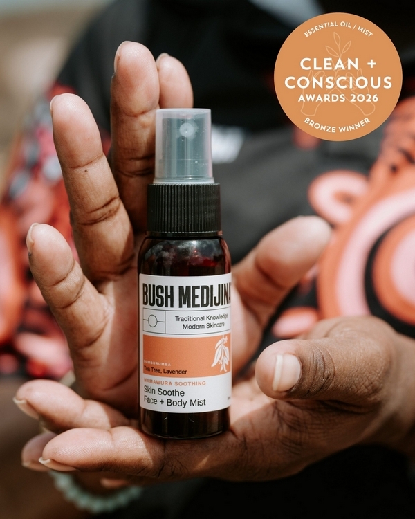 Mamawura Soothing – Skin Soothe Face + Body Mist by Bush Medijina – Bronze, Best Essential Oil / Mist, Clean + Conscious Awards 2026