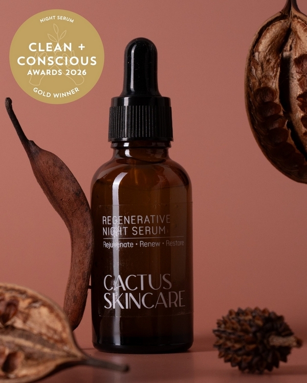 Regenerative Night Serum by CACTUS SKINCARE – Gold, Best Night Serum, Clean + Conscious Awards 2026