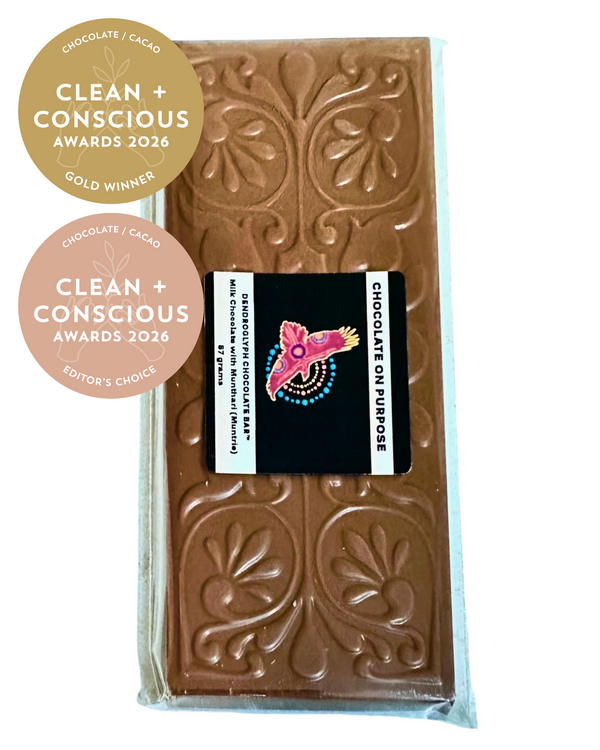 Milk Chocolate with Muntharie (Muntrie Berry) by Chocolate On Purpose – Gold + Editor's Choice, Best Ethical Chocolate / Cacao, Clean + Conscious Awards 2026