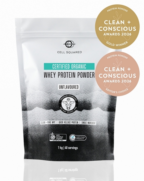 100% ACO Certified Organ NZ Whey Protein Concentrate by Cell Squared – Gold + Editor's Choice, Best Protein Powder, Clean + Conscious Awards 2026