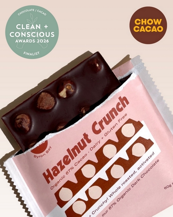 Hazelnut Crunch by Chow Cacao – Finalist, Best Ethical Chocolate / Cacao, Clean + Conscious Awards 2026