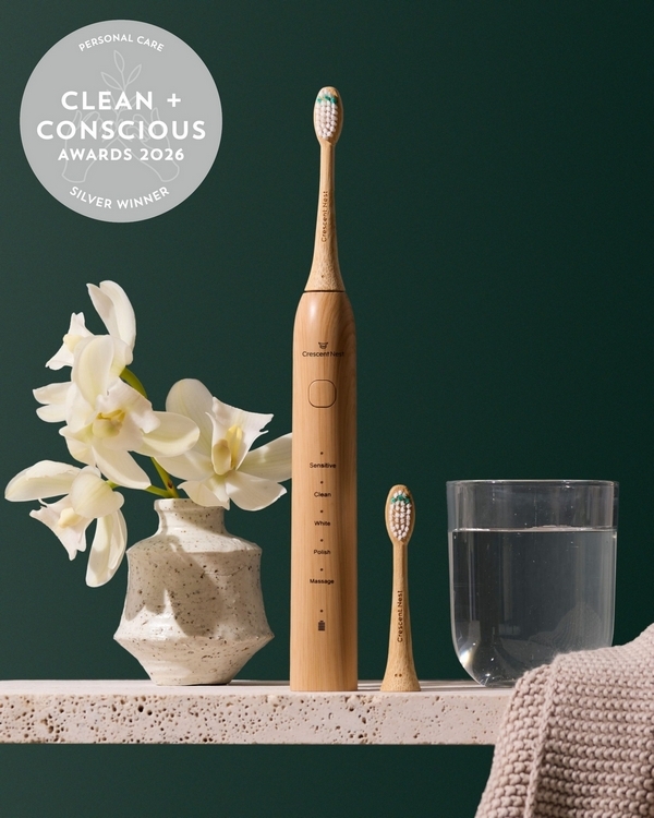 Sustainable Sonic Toothbrush by Crescent Nest – Silver, Best Personal Care, Clean + Conscious Awards 2026