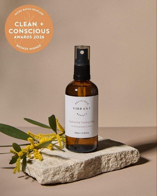 Hydrating Toning Mist by Delicious Vibrant Beauty – Bronze, Best Micro Batch Skincare, Clean + Conscious Awards 2026