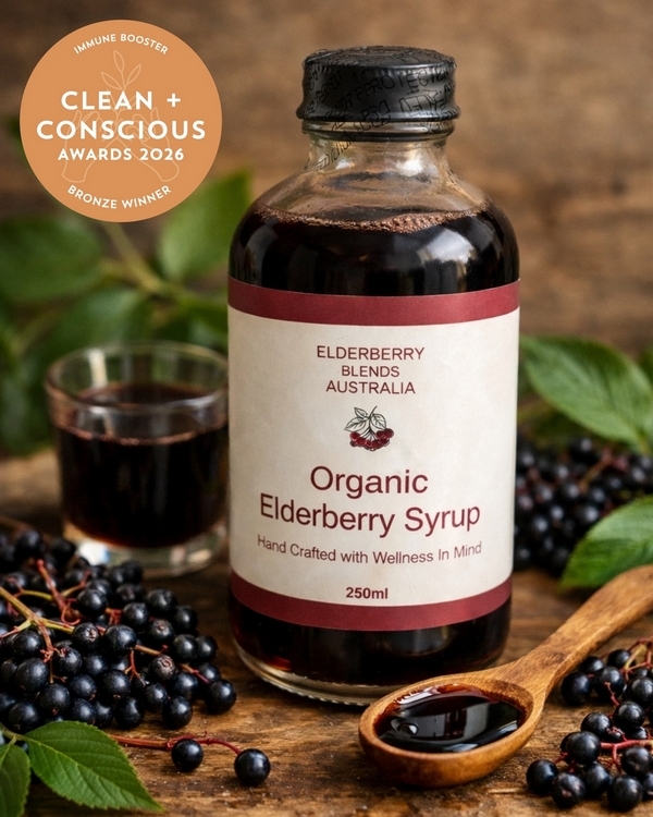 Elderberry Syrup by Elderberry Blends Australia – Bronze, Best Immune Booster, Clean + Conscious Awards 2026