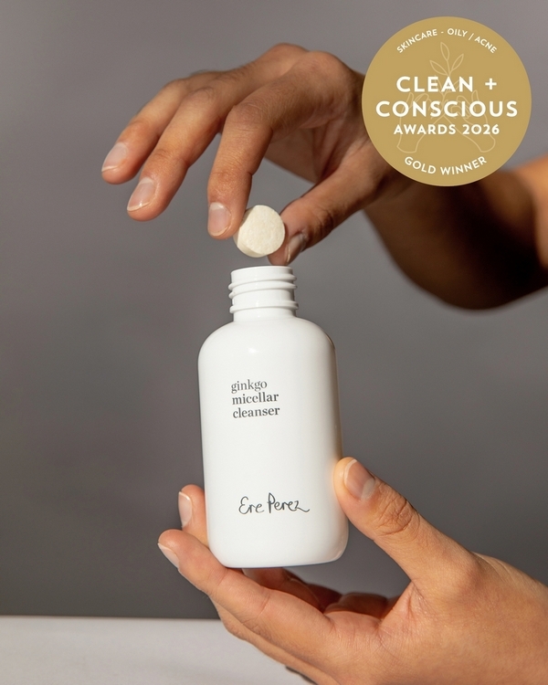 Gingko Micellar Cleanser by Ere Perez – Gold, Best Skincare for Oily Skin / Acne, Clean + Conscious Awards 2026