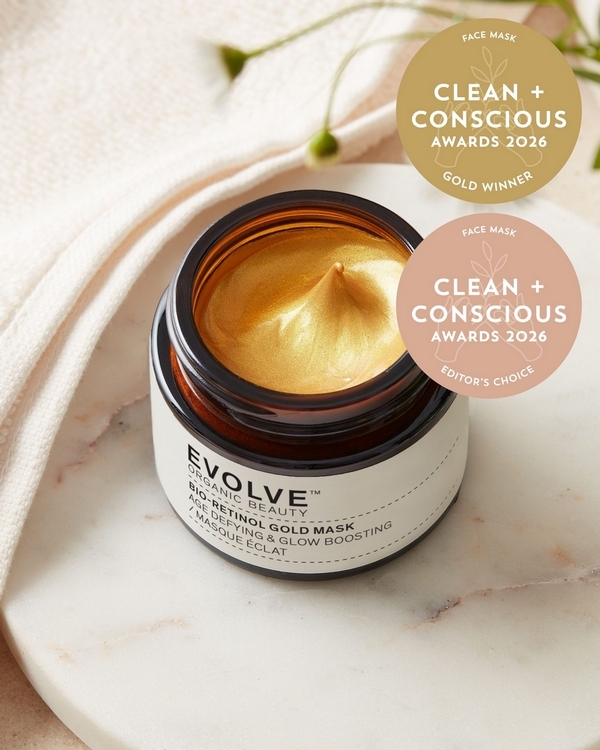 Bio-Retinol Gold Mask by Evolve Beauty – Gold + Editor's Choice, Best Face Mask, Clean + Conscious Awards 2026