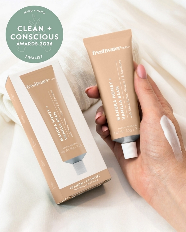 Manuka Honey + Vanilla Bean Hand Cream by Freshwater Farm Australia – Finalist, Best Hand + Nails, Clean + Conscious Awards 2026