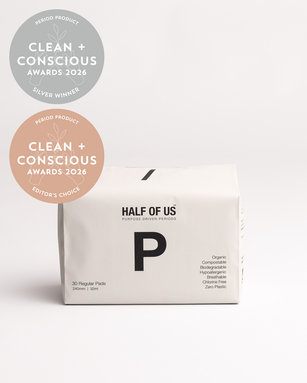 Organic Cotton Pads by Half of Us – Silver + Editor's Choice, Best Period Product, Clean + Conscious Awards 2026