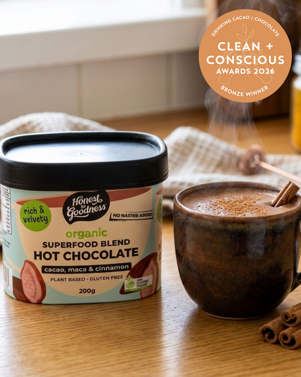 Organic Hot Chocolate – Superfood Blend by Honest to Goodness – Bronze, Best Drinking Cacao / Chocolate, Clean + Conscious Awards 2026