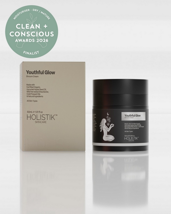 Youthful Glow Shroom Cream by Holistik Skincare – Finalist, Best Face Moisturiser for Dry / Mature Skin, Clean + Conscious Awards 2026