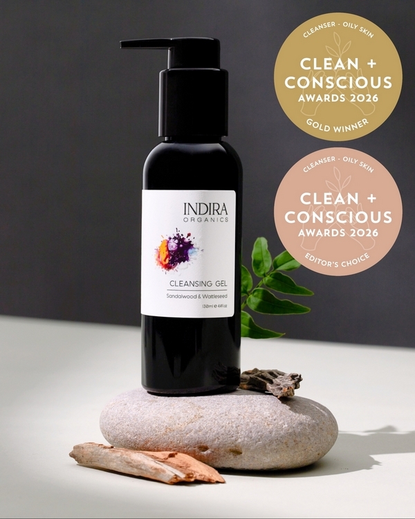 Cleansing Gel by Indira Organics – Gold + Editor's Choice, Best Face Cleanser for Oily Skin, Clean + Conscious Awards 2026