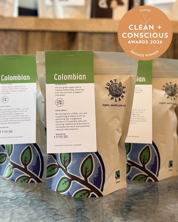 Colombian Organic Fairtrade Coffee Beans by Just Planet – Bronze, Best Coffee, Clean + Conscious Awards 2026