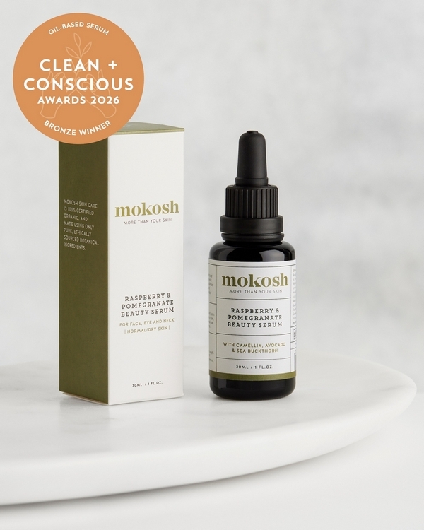 Raspberry & Pomegranate Beauty Serum by Mokosh – Bronze, Best Oil Based Serum, Clean + Conscious Awards 2026
