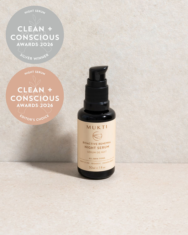 Bioactive Renewal Night Serum by Mukti Organics – Silver + Editor's Choice, Best Night Serum, Clean + Conscious Awards 2026