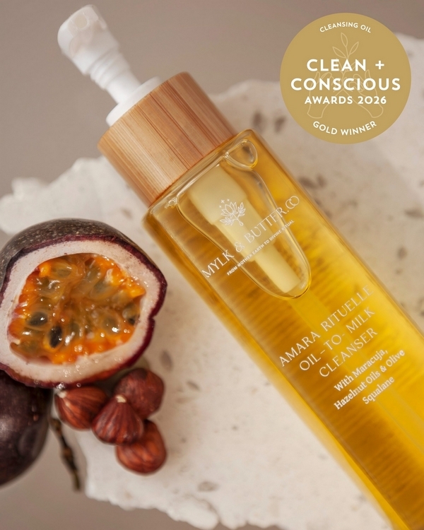 Amara Rituelle Oil-to-Milk Cleanser by Mylk Butter.Co – Gold, Best Cleansing Oil, Clean + Conscious Awards 2026