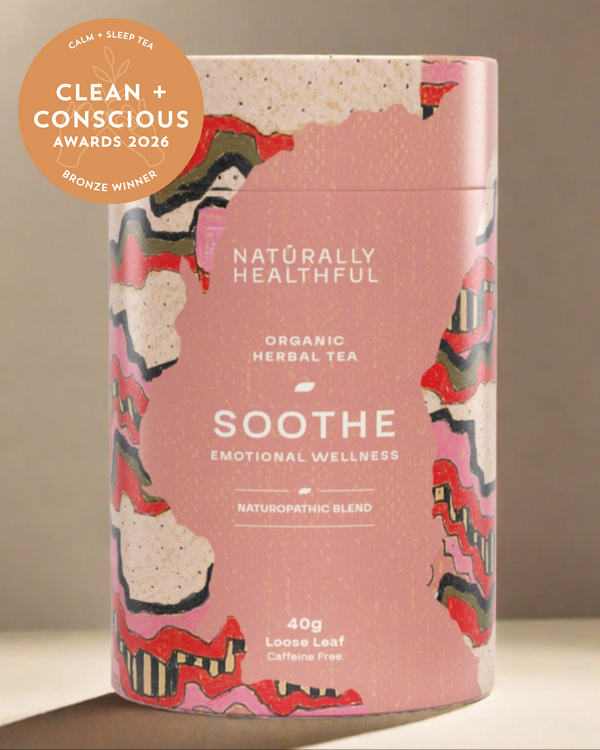 Soothe Emotional Wellness Tea by Naturally Healthful – Bronze, Best Calm + Sleep Tea, Clean + Conscious Awards 2026