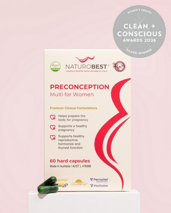Prenatal Trimester One with Ginger by NaturoBest – Silver, Best Pregnancy Nutrition, Clean + Conscious Awards 2026
