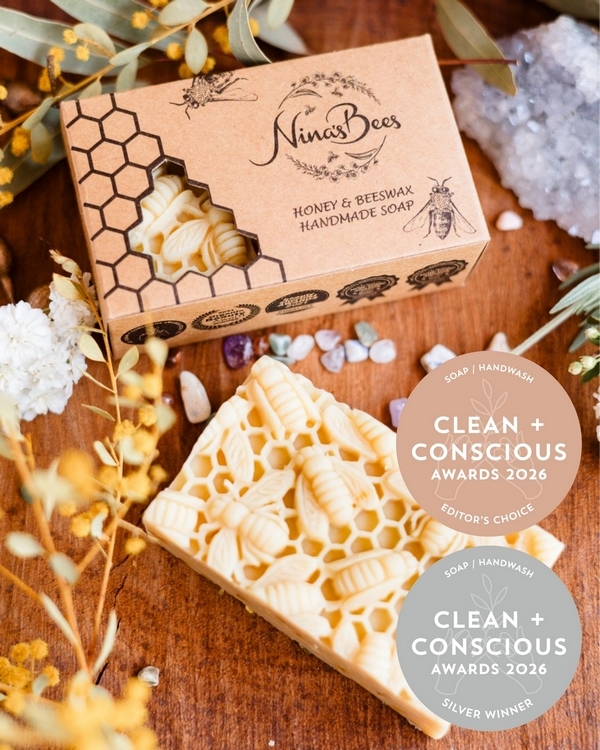 Honey and Beeswax Soap by Nina’s Bees – Silver + Editor's Choice, Best Natural Soap + Hand Wash, Clean + Conscious Awards 2026