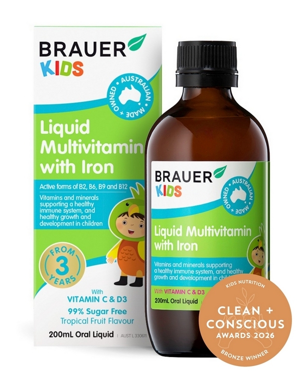Kids Liquid Multivitamin with Iron by Brauer – Bronze, Best Kids Nutrition, Clean + Conscious Awards 2026