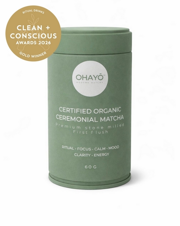 Certified Organic Ceremonial Matcha by OHAYO Modern Matcha – Gold, Best Ritual Drinks, Clean + Conscious Awards 2026