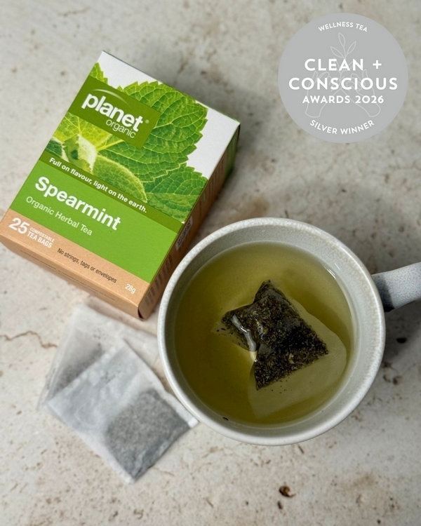 Spearmint 25 Teabags – Certified Organic by Planet Organic – Silver, Best Wellness Tea, Clean + Conscious Awards 2026