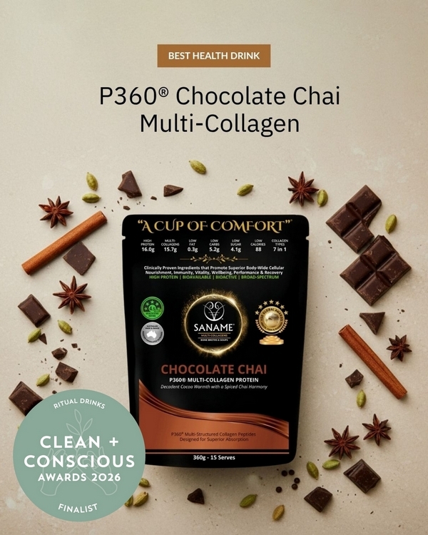 P360 Chocolate Chai Multi-Collagen by SANAME – Finalist, Best Ritual Drinks, Clean + Conscious Awards 2026