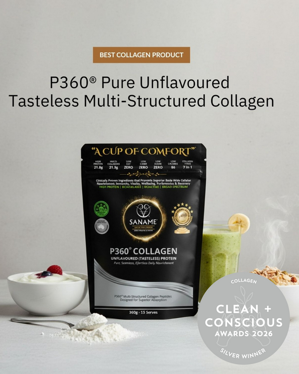 P360 Pure Unflavoured Multi-Structured Collagen by SANAME – Silver, Best Collagen Product, Clean + Conscious Awards 2026
