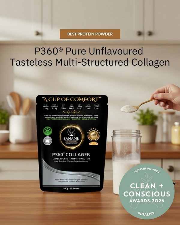 P360 Pure Unflavoured Multi-Structured Collagen by SANAME – Finalist, Best Protein Powder, Clean + Conscious Awards 2026