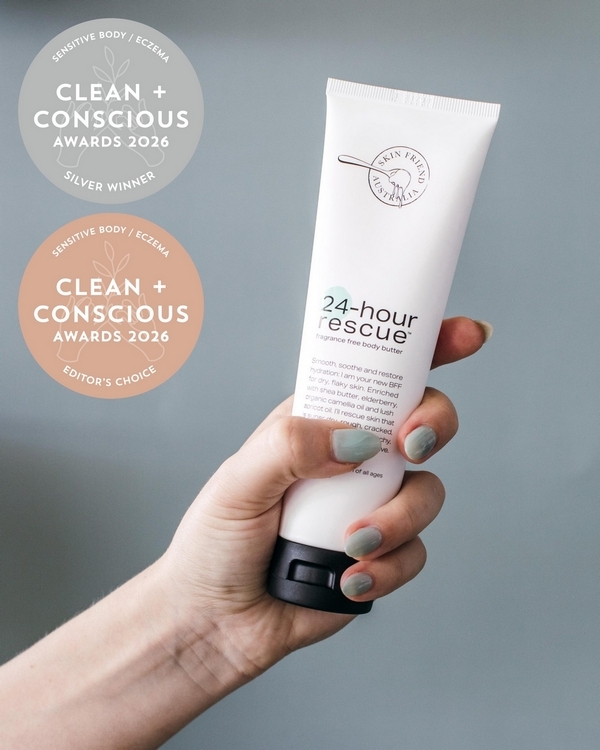 24-Hour Rescue by SKIN FRIEND – Silver + Editor's Choice, Best Sensitive Body / Eczema, Clean + Conscious Awards 2026