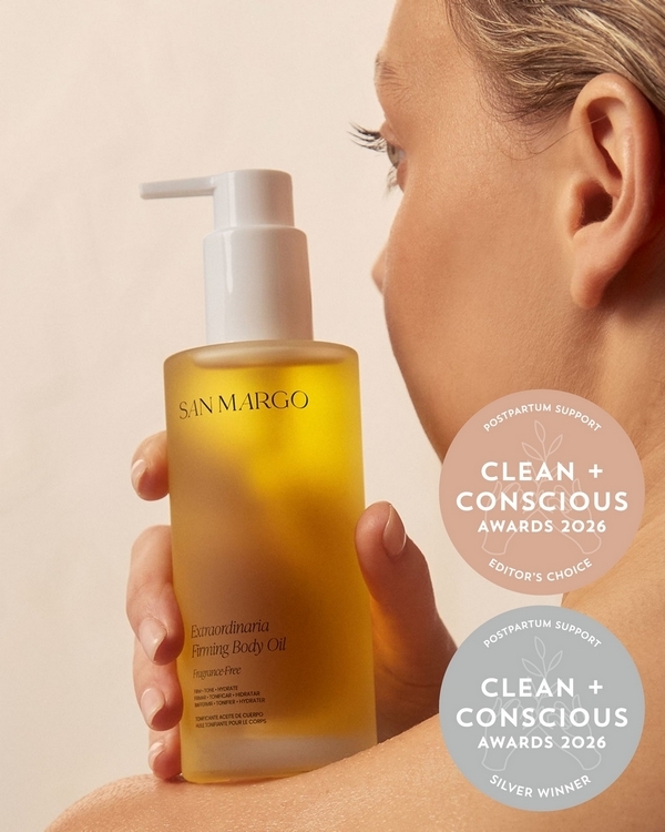Extraordinaria Firming Body Oil by San Margo – Silver + Editor's Choice, Best Postpartum Support, Clean + Conscious Awards 2026