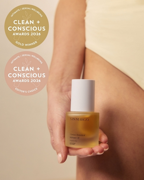 Glorioso Botanical Intimate Oil by San Margo – Gold + Editor's Choice, Best Intimate/ Sexual Wellbeing, Clean + Conscious Awards 2026