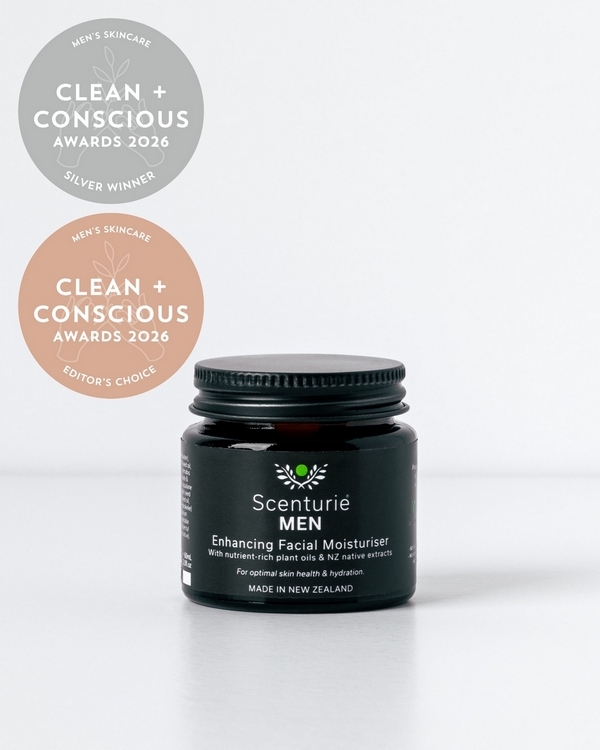 Men’s Enhancing Facial Moisturiser by Scenturie Natural Skincare – Silver + Editor's Choice, Best Men’s Skincare, Clean + Conscious Awards 2026