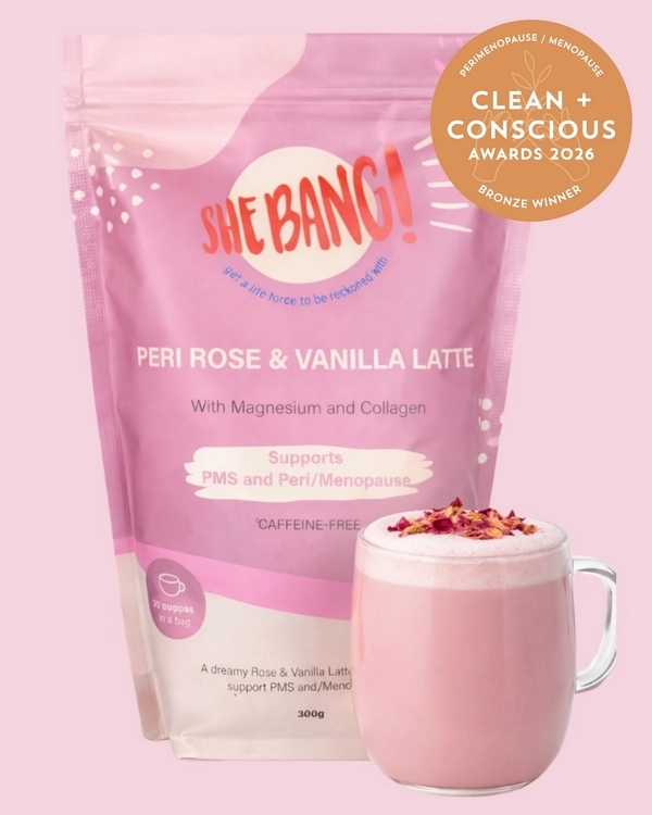 SheBANG! Peri Rose & Vanilla Latte by SheBANG Woman – Bronze, Best Perimenopause / Menopause Nutrition, Clean + Conscious Awards 2026