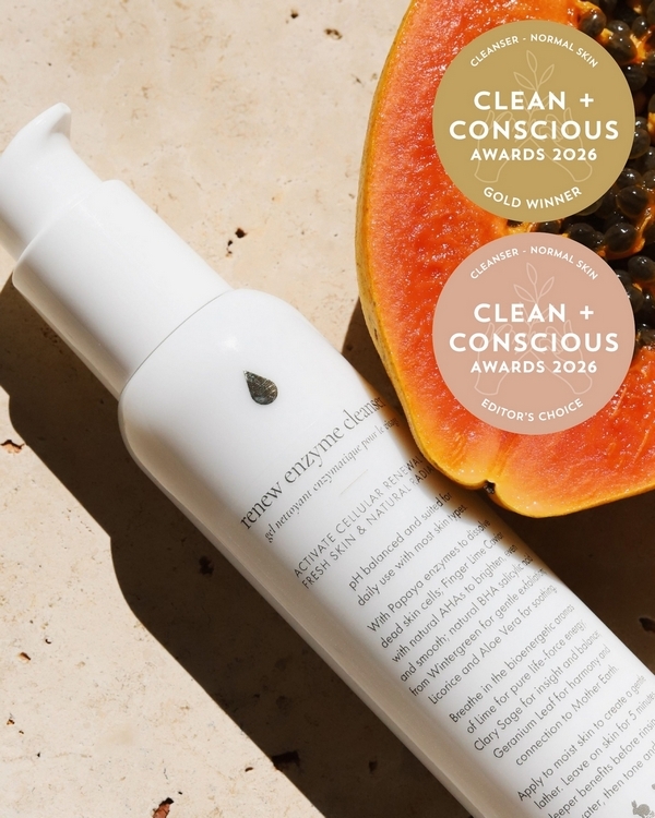 Renew Enzyme Cleanser by Synthesis Organics – Gold + Editor's Choice, Best Face Cleanser for Normal Skin, Clean + Conscious Awards 2026
