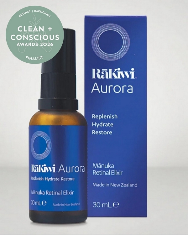 RāKiwi AURORA Mānuka Retinal Serum by The INCI Lab – Finalist, Best Natural Retinol / Bakuchiol, Clean + Conscious Awards 2026