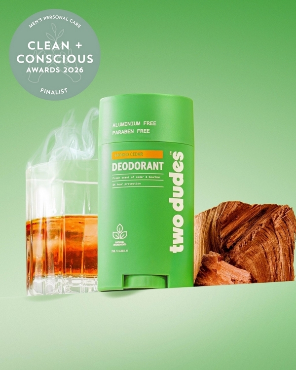 Smoked Cedar Deodorant by Two Dudes – Finalist, Best Men’s Personal Care, Clean + Conscious Awards 2026