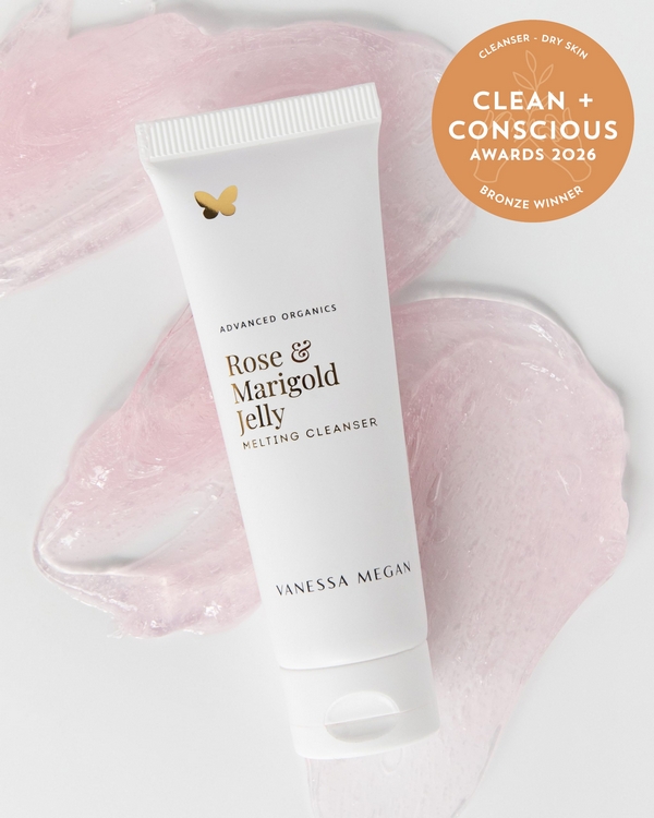 Rose & Marigold Jelly Melting Cleanser by Vanessa Megan Skincare – Bronze, Best Face Cleanser for Dry Skin, Clean + Conscious Awards 2026