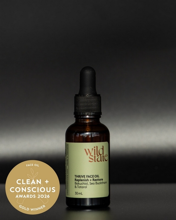 Thrive Face Oil by Wild State Skincare – Gold, Best Face Oil, Clean + Conscious Awards 2026