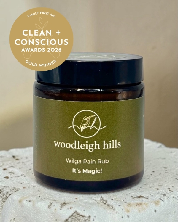Wilga Pain Rub by Woodleigh Hills – Gold, Best Family First Aid Product, Clean + Conscious Awards 2026