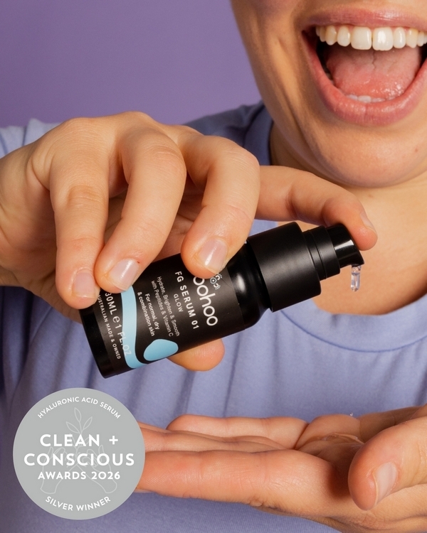 FG Serum 01 – Glow by Woohoo Body – Silver, Best Hyaluronic Acid Serum, Clean + Conscious Awards 2026