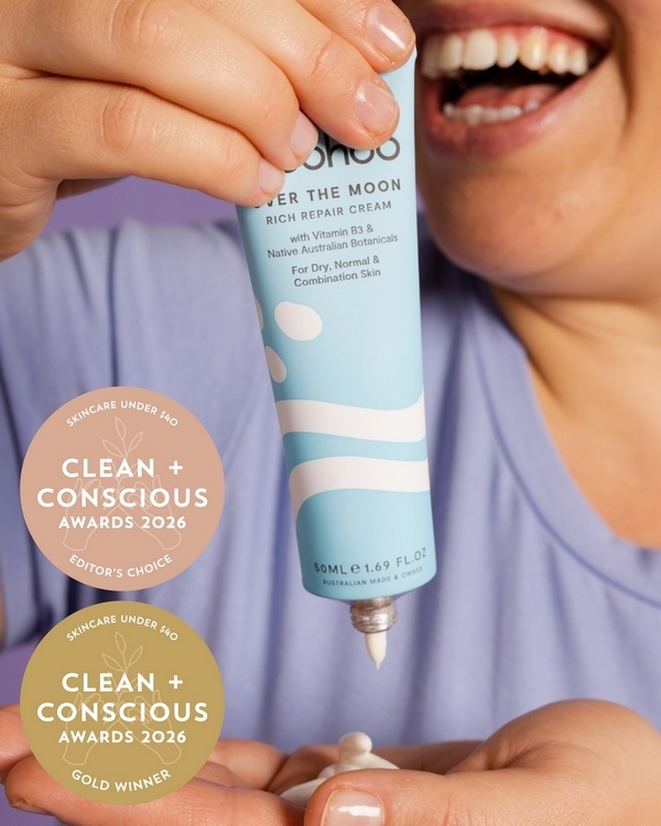 Over the Moon’ Rich Repair Cream by Woohoo Body – Gold + Editor's Choice, Best Skincare under $40, Clean + Conscious Awards 2026