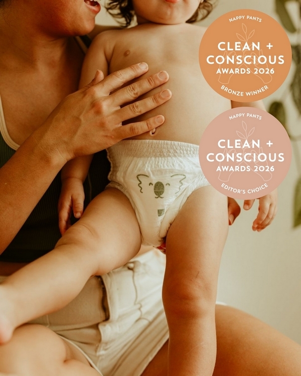 Eco Nappy Pants by Comfy Koalas – Bronze + Editor's Choice, Best Nappy Pants, Clean + Conscious Awards 2026